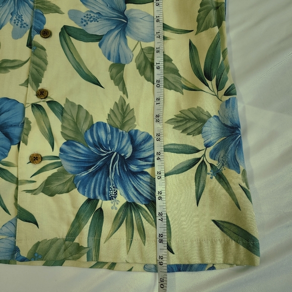 Carribbean Joe tropical shirt green floral button front size small - Picture 6 of 7